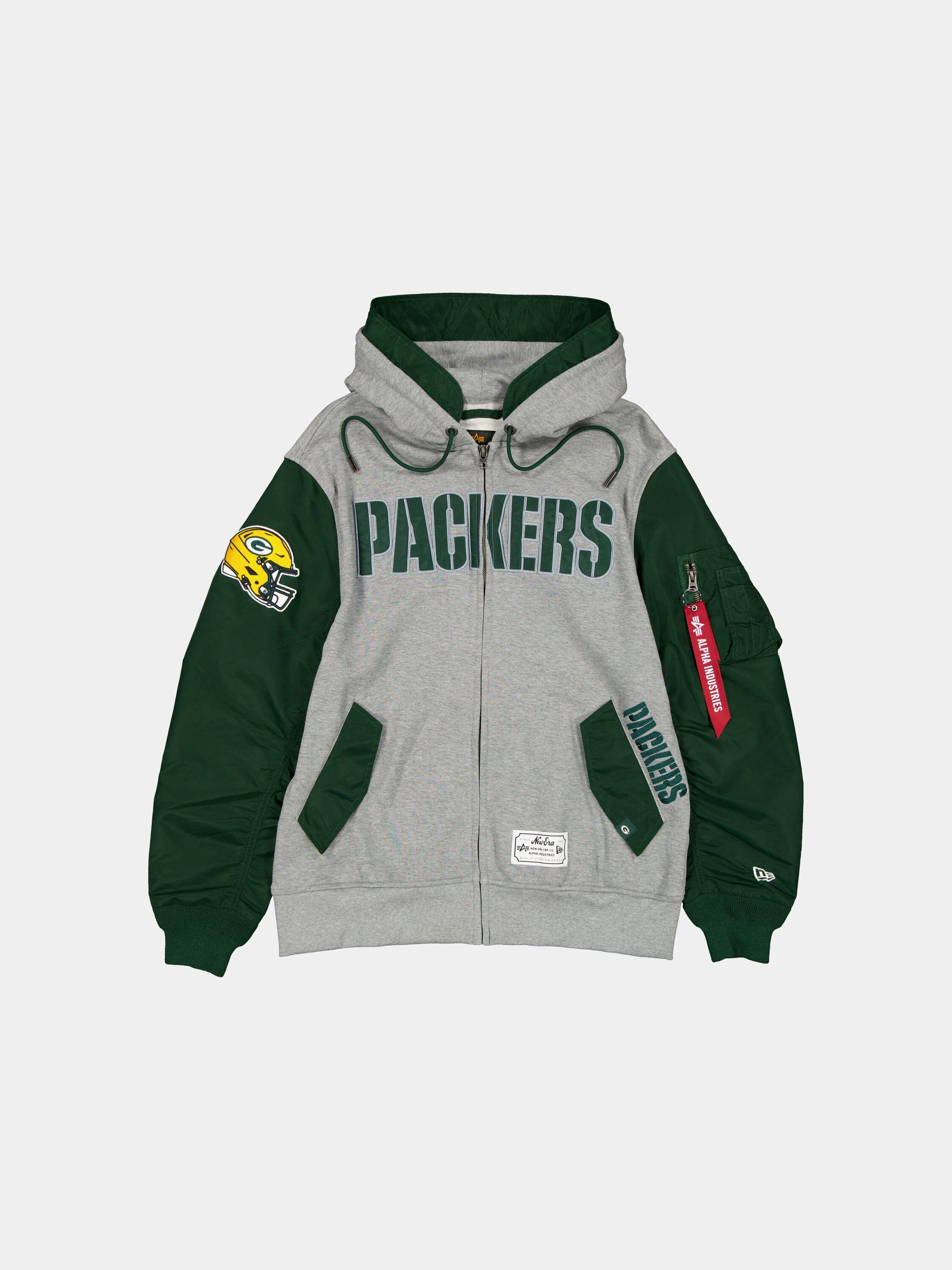 GREEN BAY PACKERS X ALPHA X NEW ERA MA-1 ZIP UP HOODIE