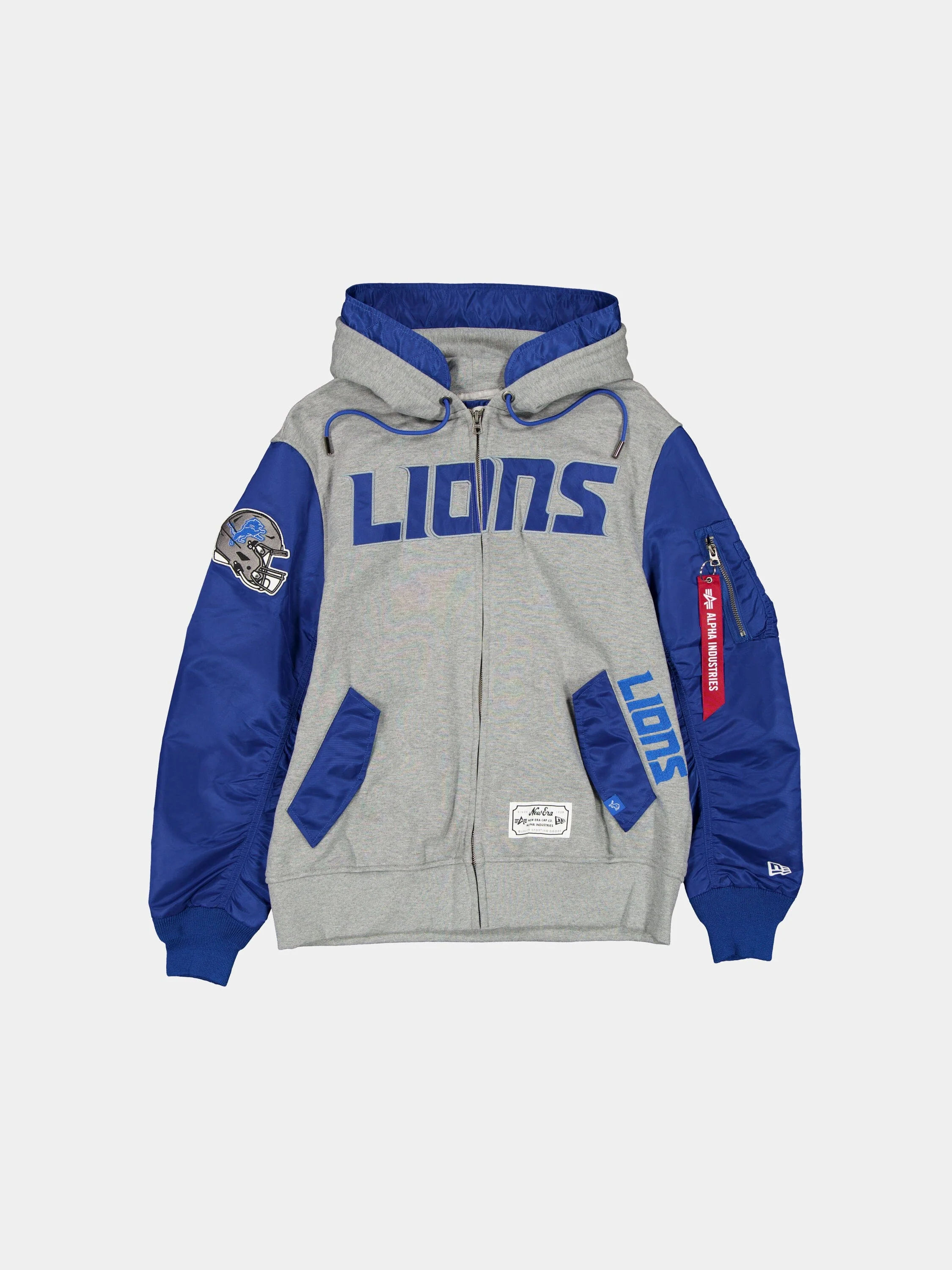 DETROIT LIONS X ALPHA X NEW ERA MA-1 ZIP UP HOODIE