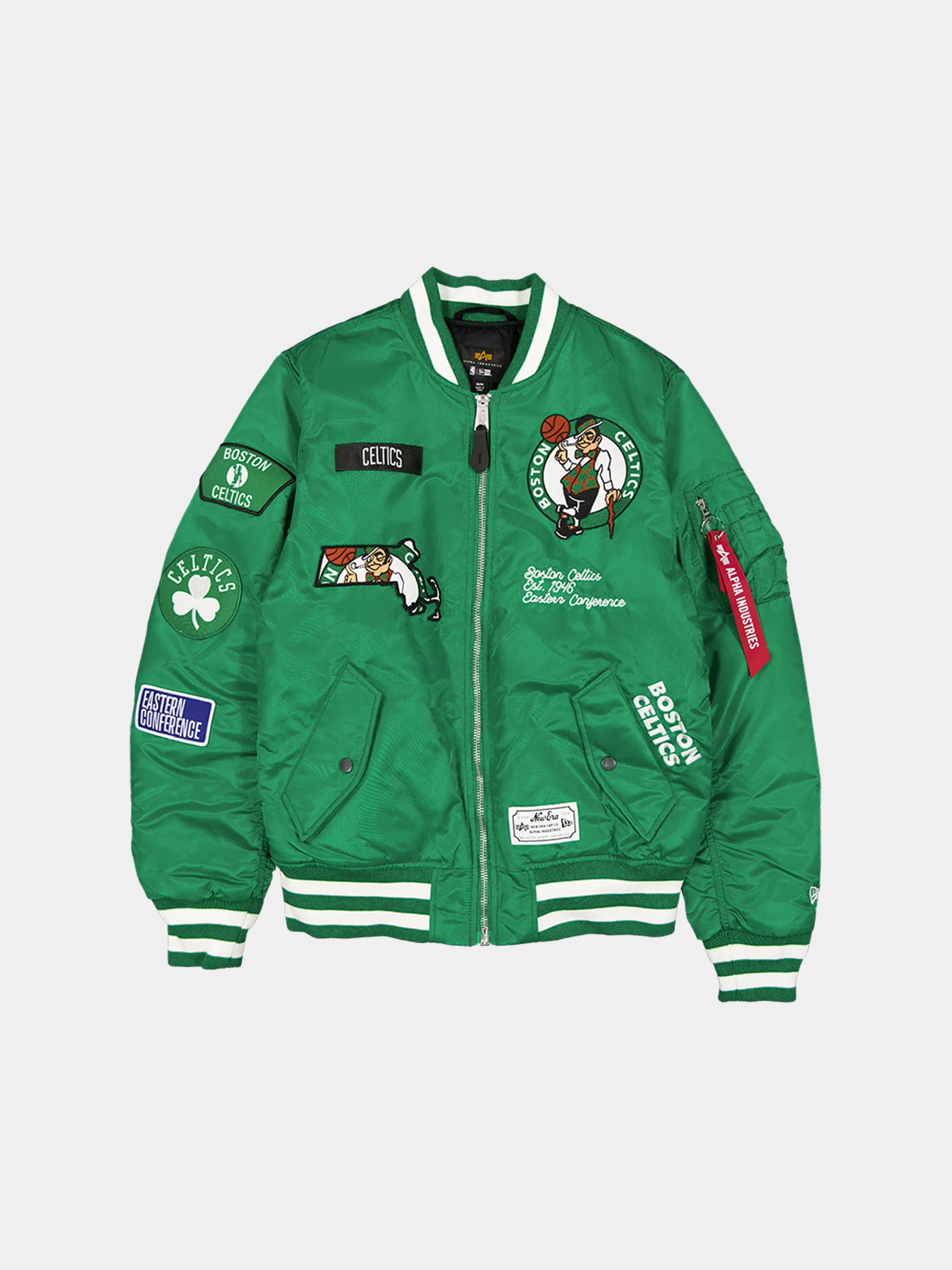 BOSTON CELTICS X ALPHA X NEW ERA MA-1 BOMBER JACKET (KELLY GREEN)