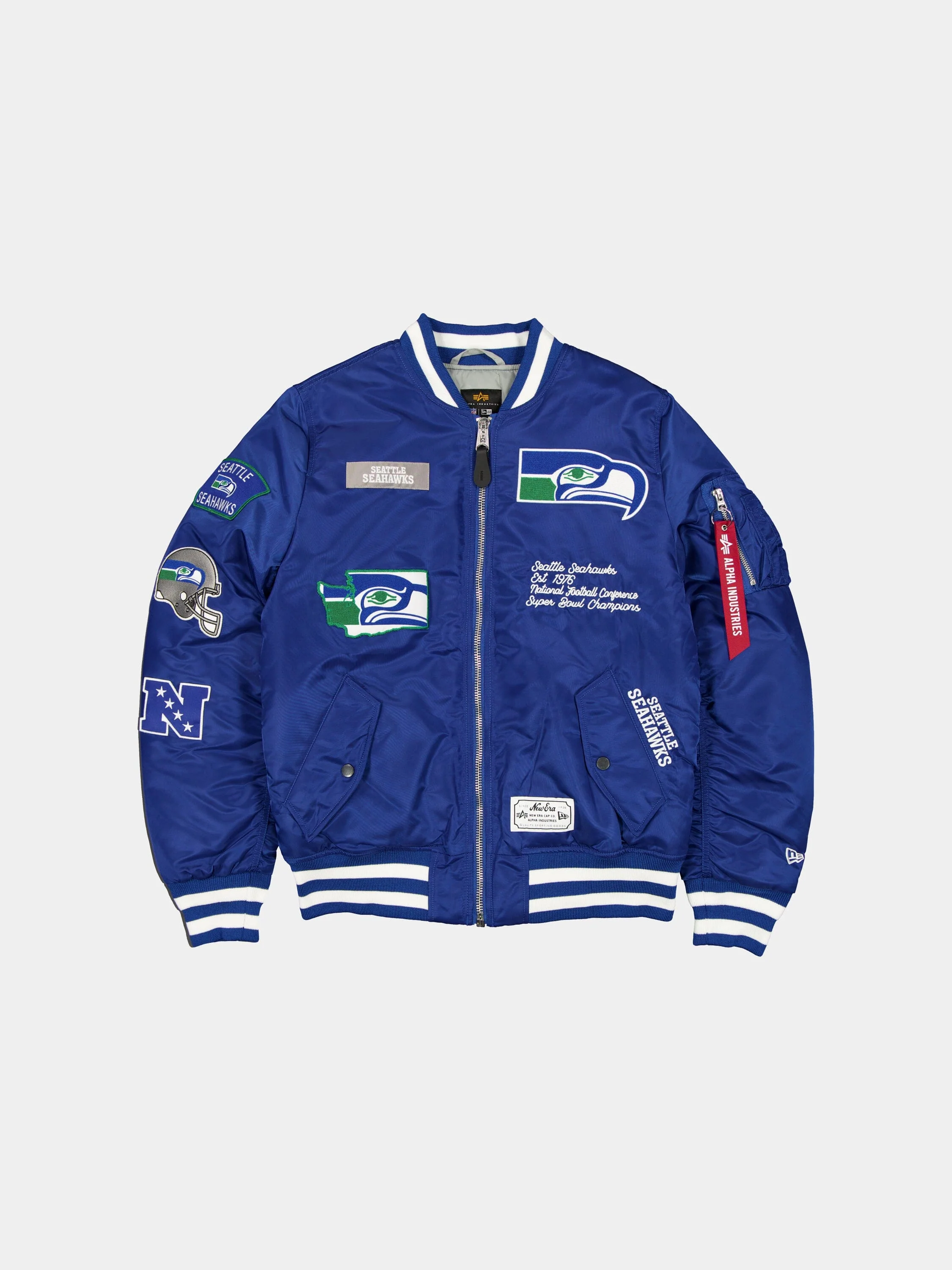 SEATTLE SEAHAWKS X ALPHA X NEW ERA MA-1 BOMBER JACKET
