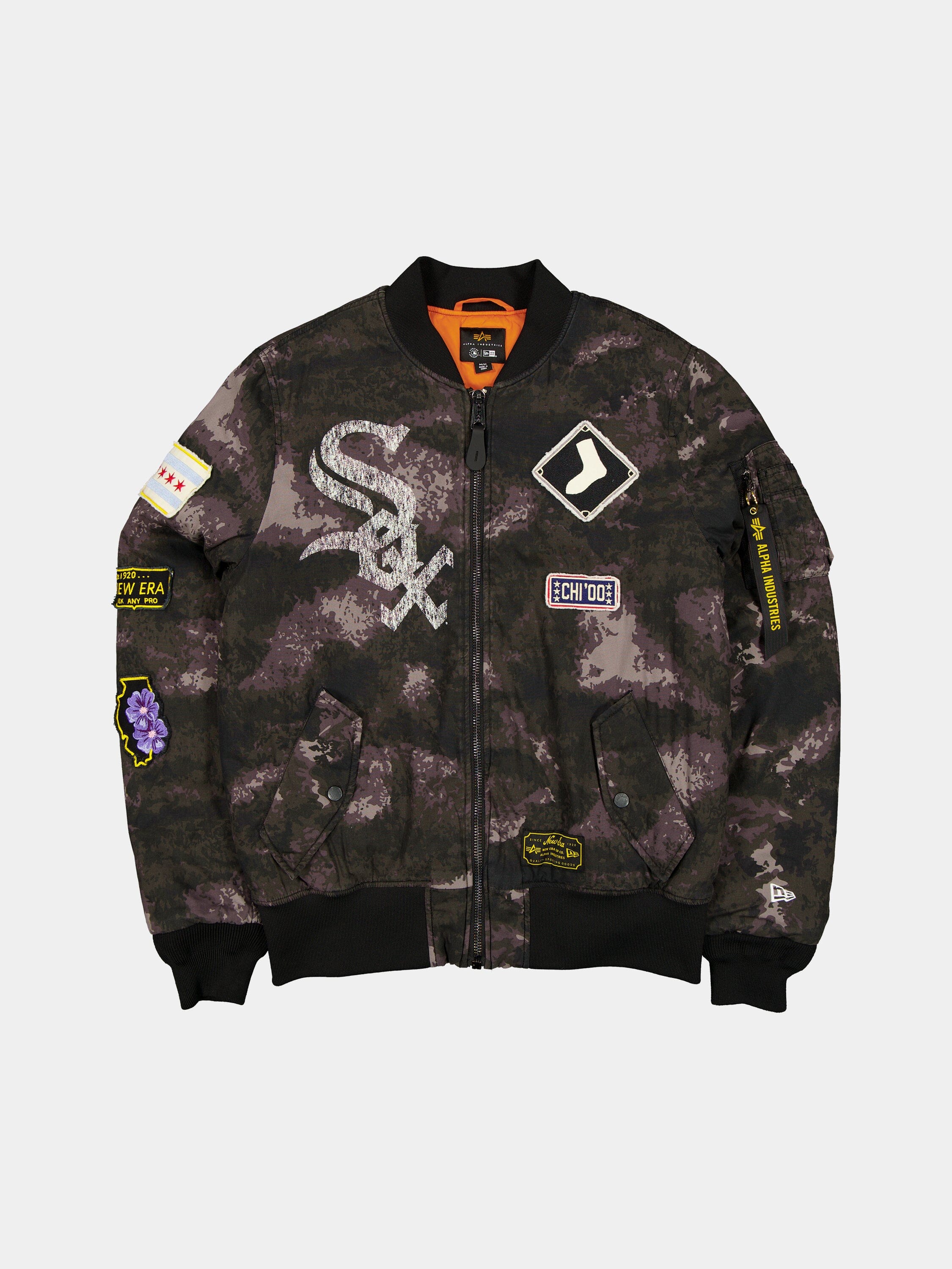 CHICAGO WHITE SOX X ALPHA X NEW ERA MA-1 BOMBER JACKET (BLACK CAMO)