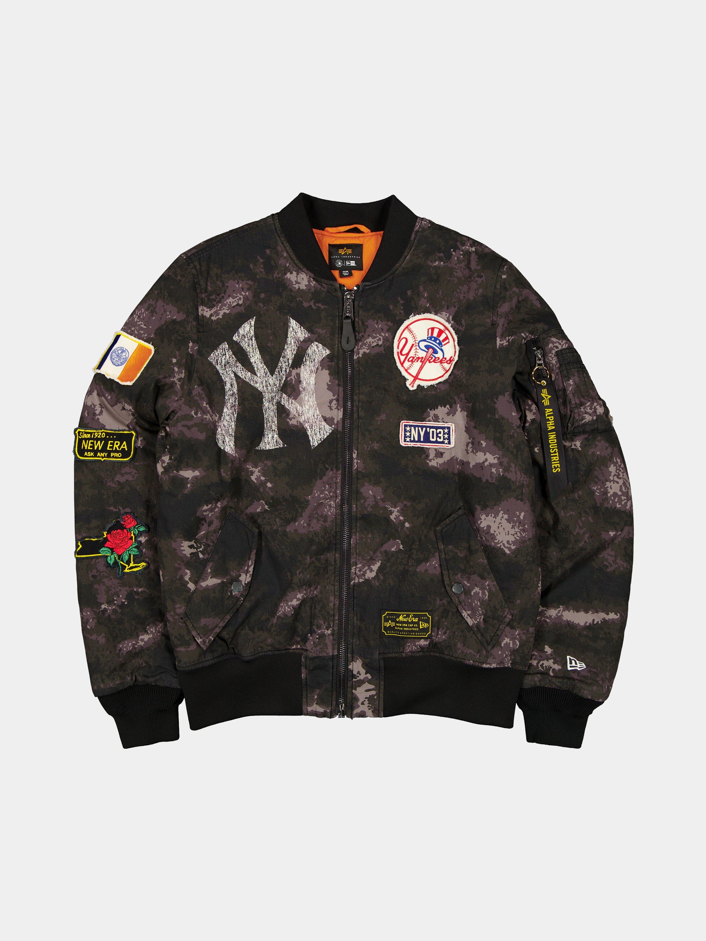 NEW YORK YANKEES X ALPHA X NEW ERA MA-1 BOMBER JACKET (BLACK CAMO)