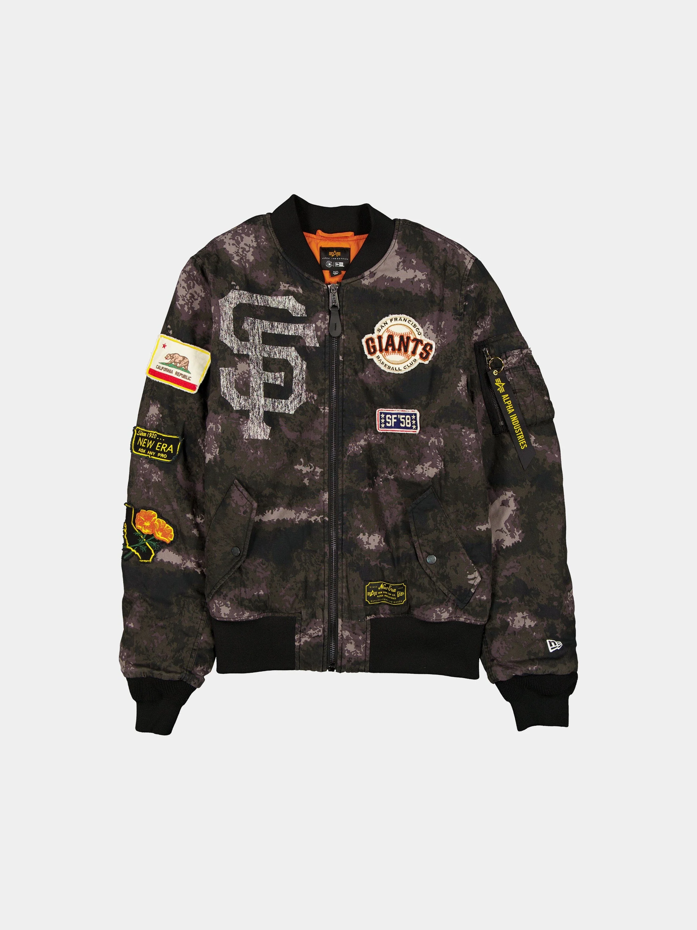 SAN FRANCISCO GIANTS X ALPHA X NEW ERA MA-1 BOMBER JACKET (BLACK CAMO)