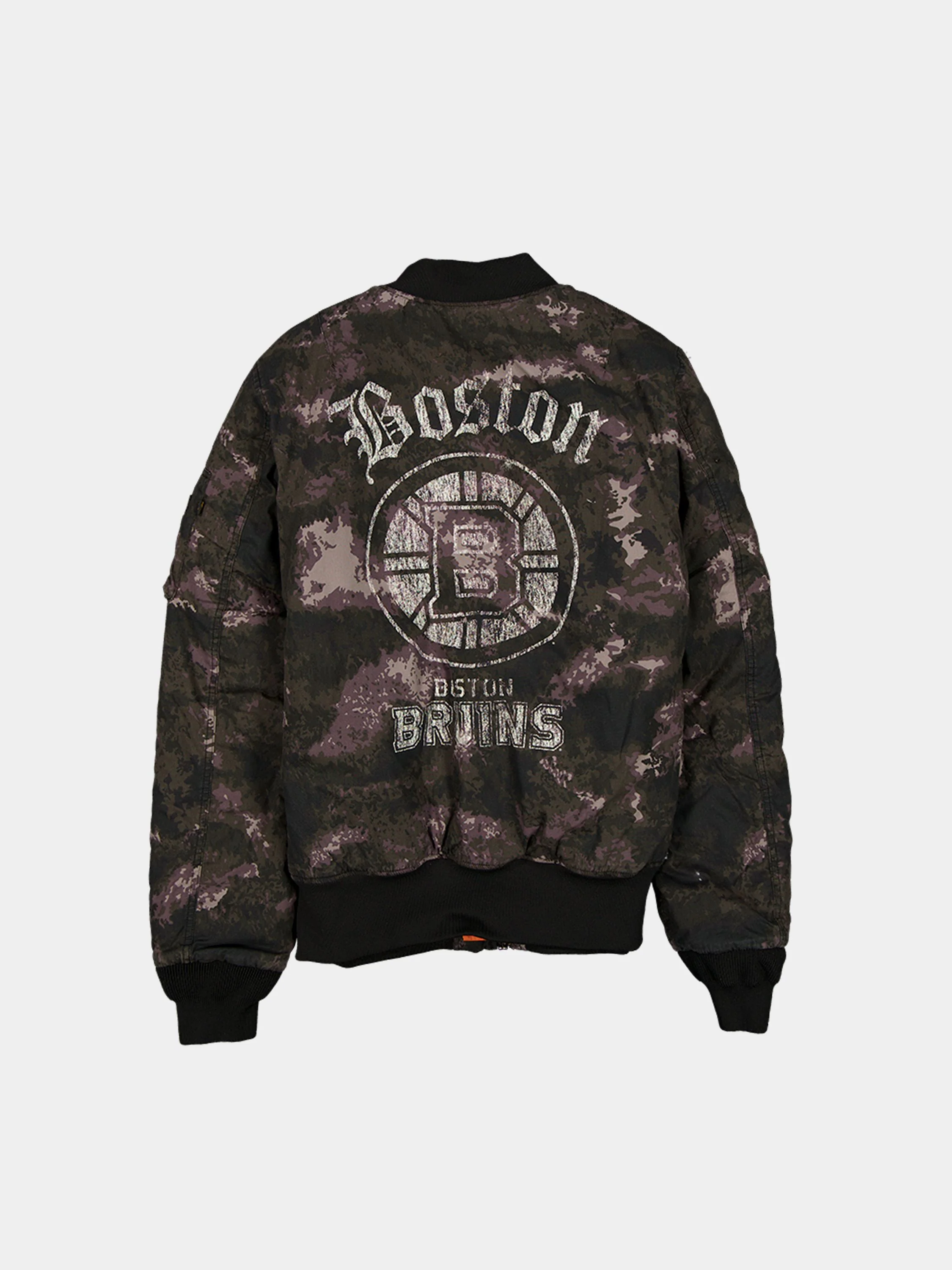 BOSTON BRUINS X ALPHA X NEW ERA MA-1 BOMBER JACKET (BLACK CAMO) - Image 2
