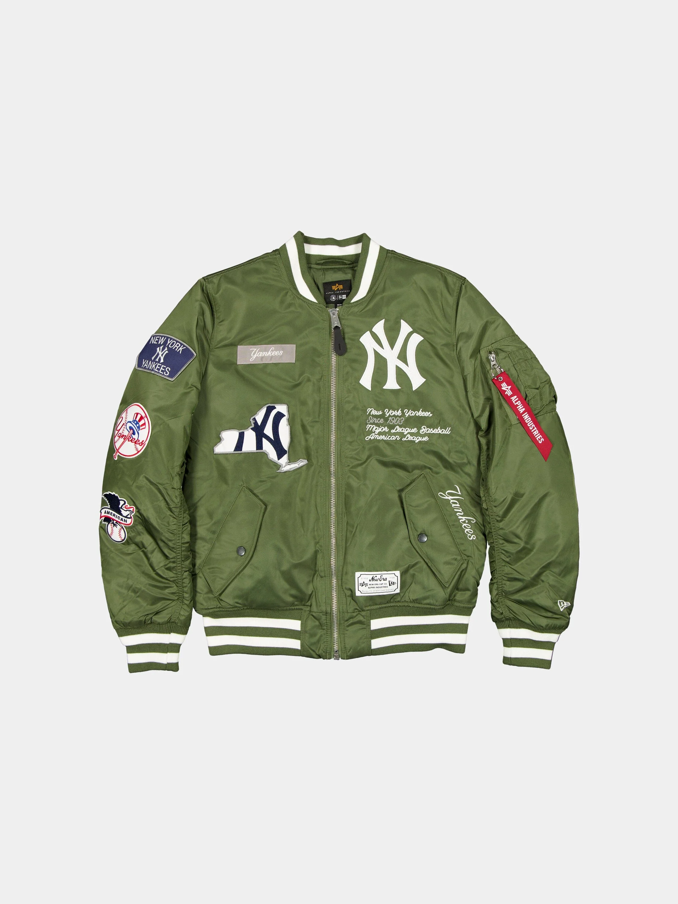 NEW YORK YANKEES X ALPHA X NEW ERA MA-1 BOMBER JACKET (OLIVE)
