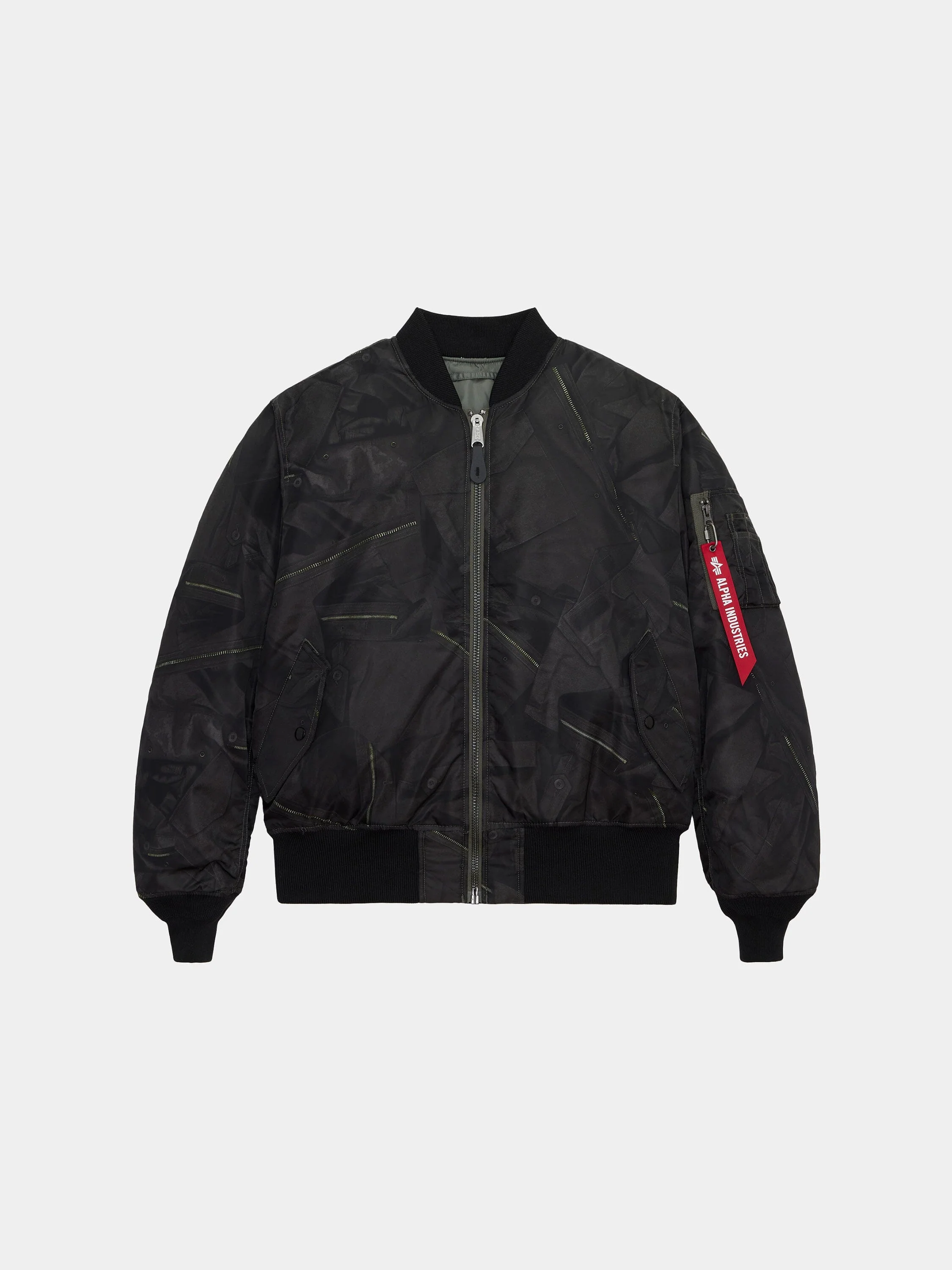 MA-1 ZIPPERED PRINT FLIGHT JACKET