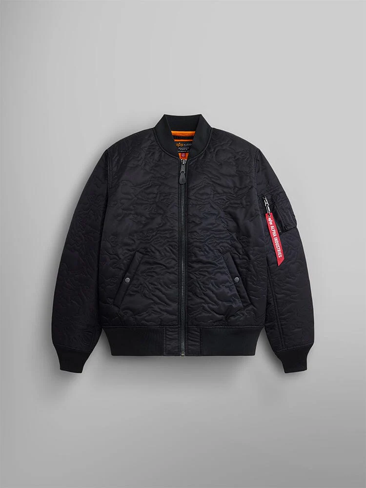 CAMO QUILTED MA-1 BOMBER JACKET BLACK