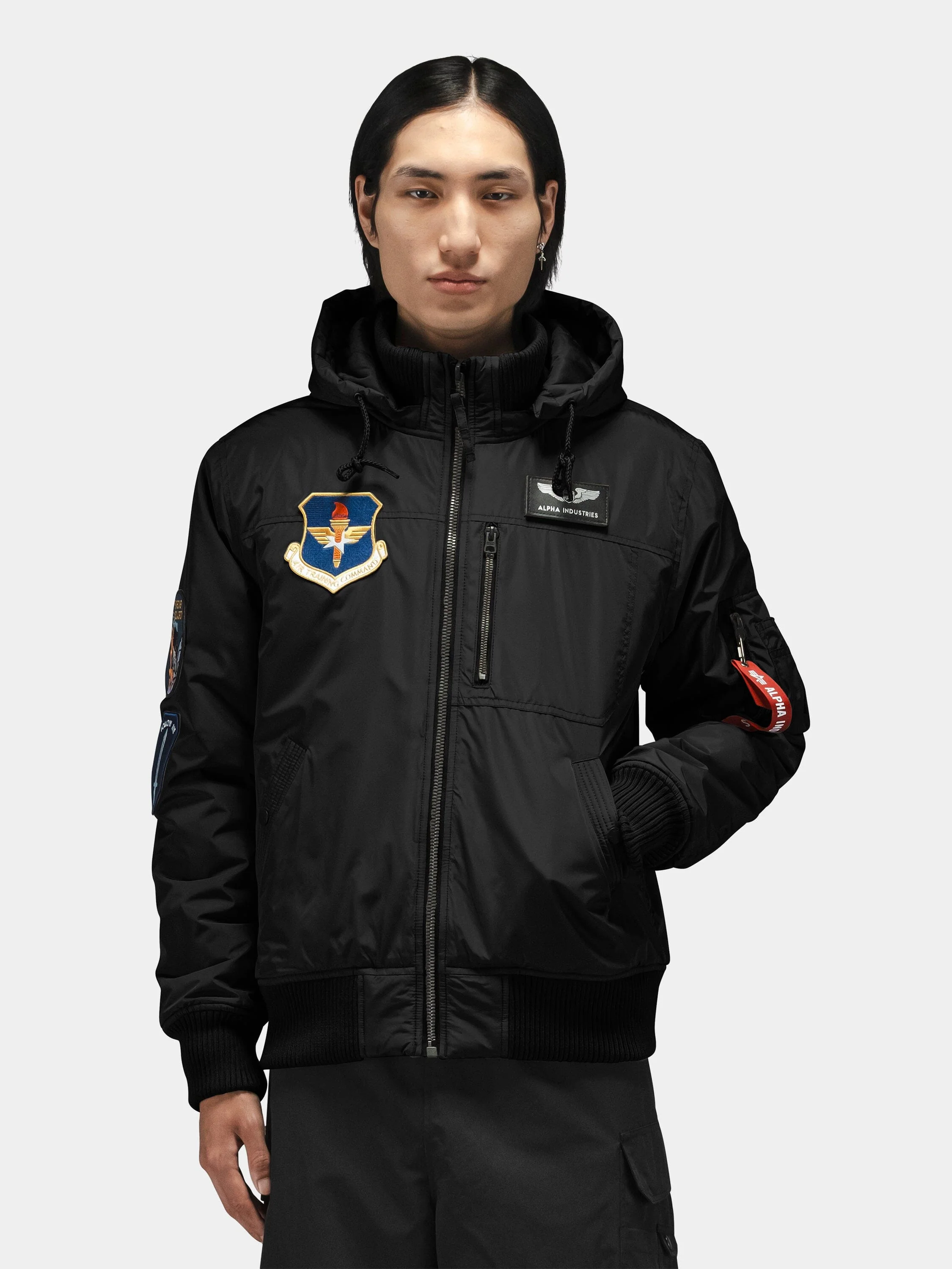 PATCHED HOODED RIB FLIGHT JACKET - Image 2