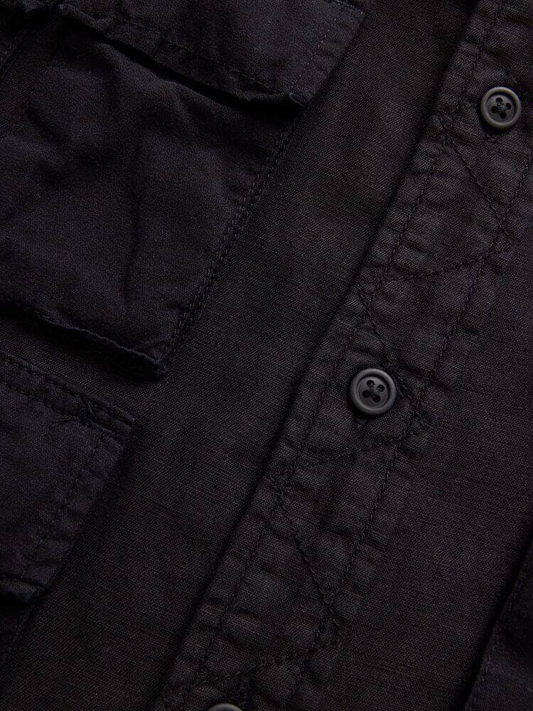 LONG SLEEVE MULTI POCKET SHIRT (BLACK) - Image 5
