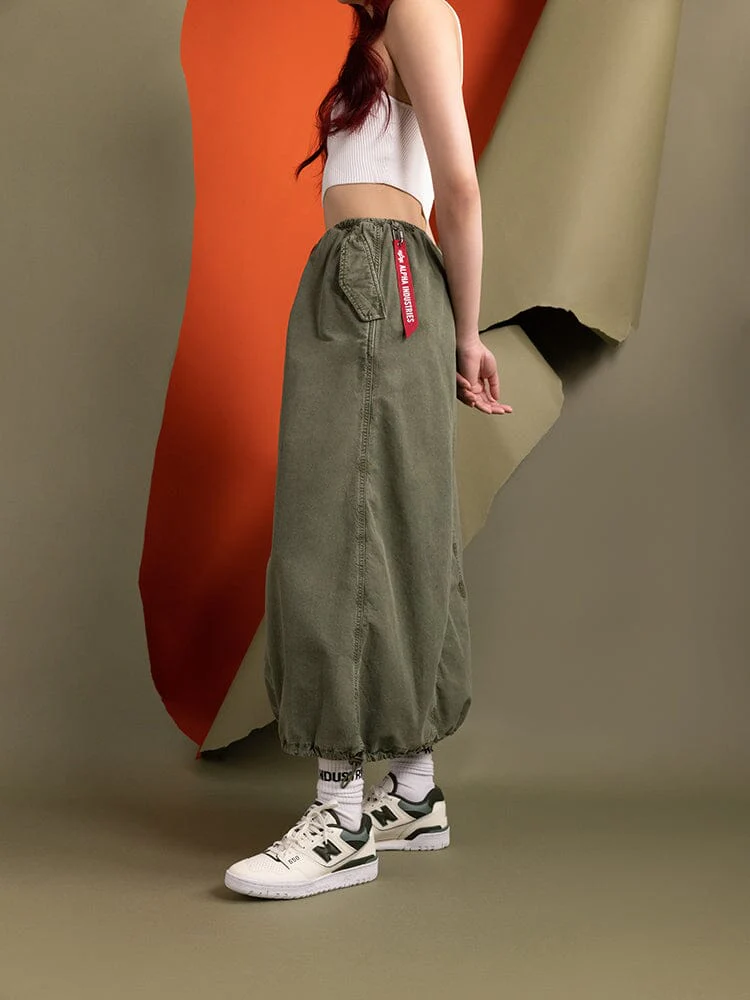 DRAWCORD SKIRT WOMENS (OG-107 GREEN) - Image 2