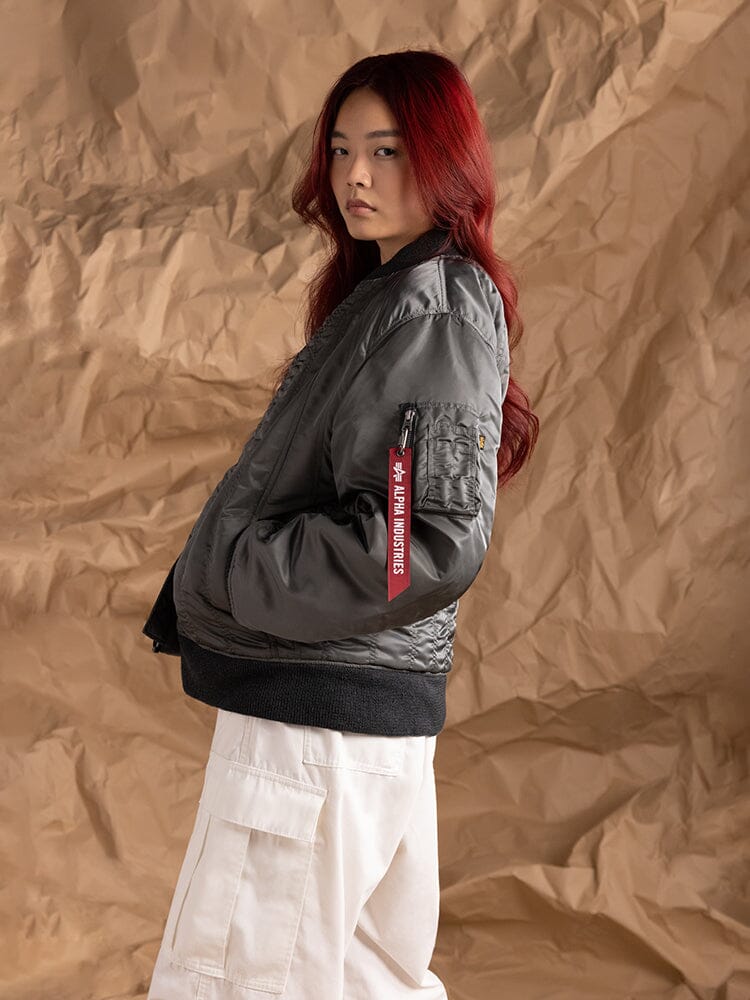 WOMEN'S MA-1 SHIRRING BOMBER JACKET - Image 2