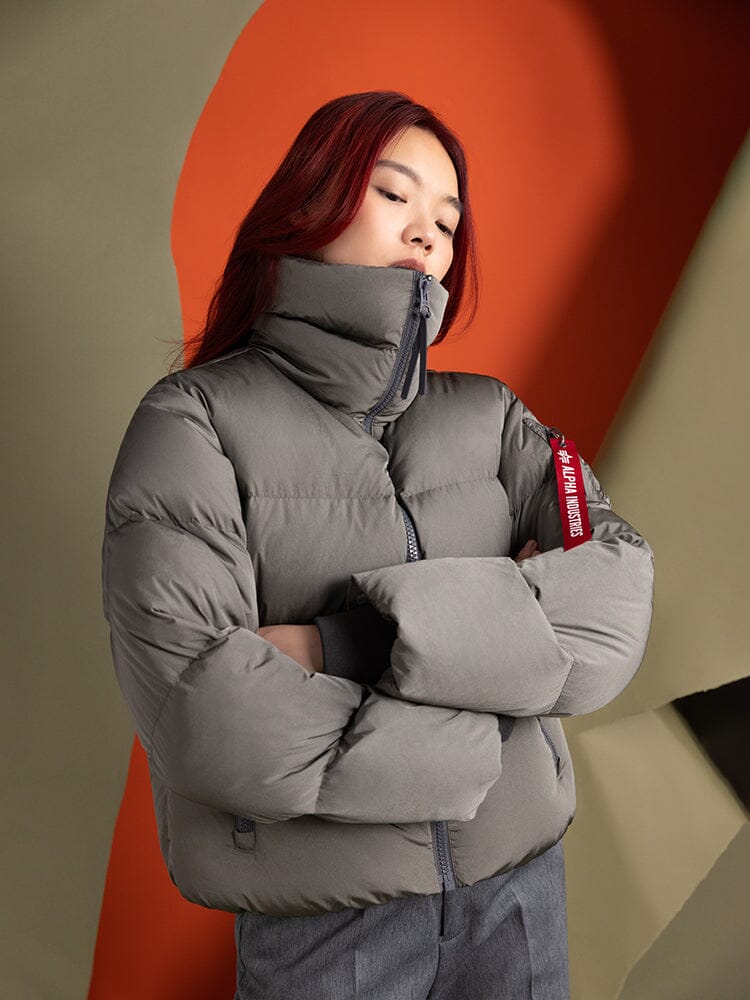 SIERRA SHORT PUFFER PARKA WOMENS (FIELD GRAY) - Image 2