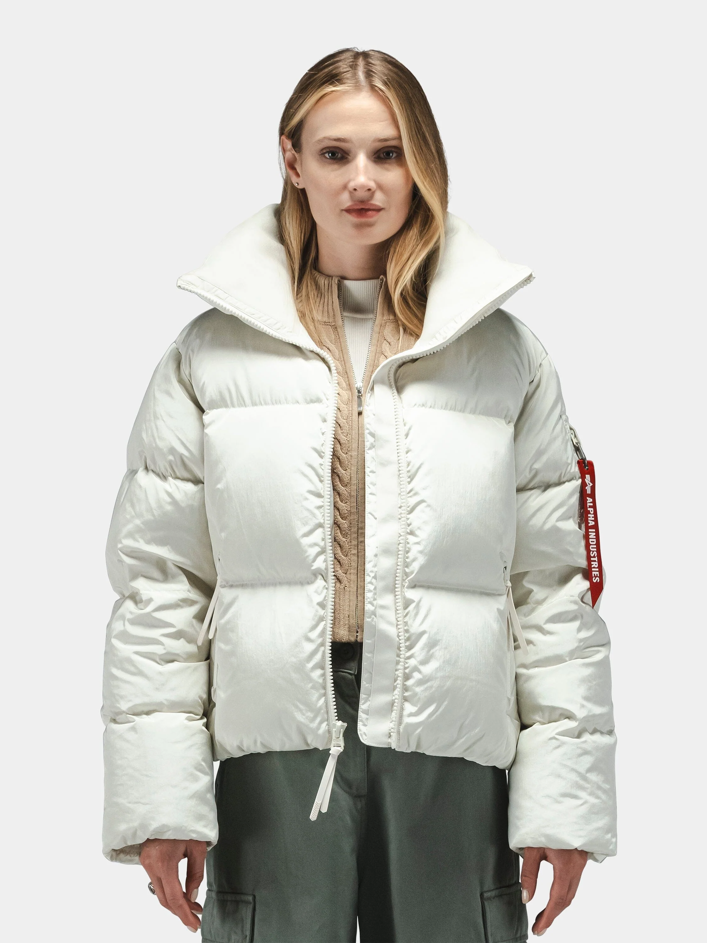 SIERRA SHORT PUFFER PARKA WOMENS (DUNE WHITE) - Image 2